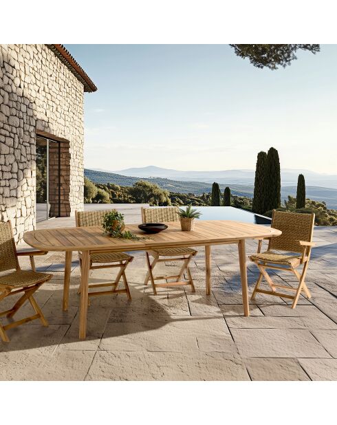 Uitschuifbare tuintafel in geolied acacia 180/240x110cm beige