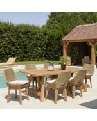 Ensemble de salon de jardin 6/8 personnes - 1 table à manger rectangulaire de jardin - Beige et blanc