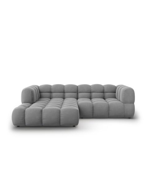 Aster 3-Sitzer modulares Ecksofa aus Samt links Hellgrau - 244x162x70