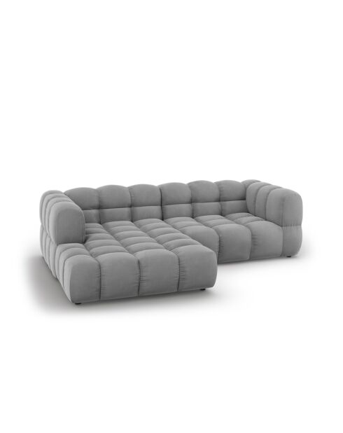 Aster 3-Sitzer modulares Ecksofa aus Samt links Hellgrau - 244x162x70