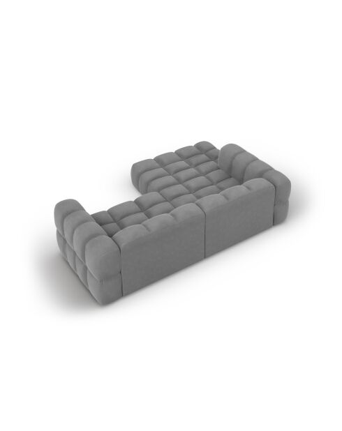 Aster 3-Sitzer modulares Ecksofa aus Samt links Hellgrau - 244x162x70