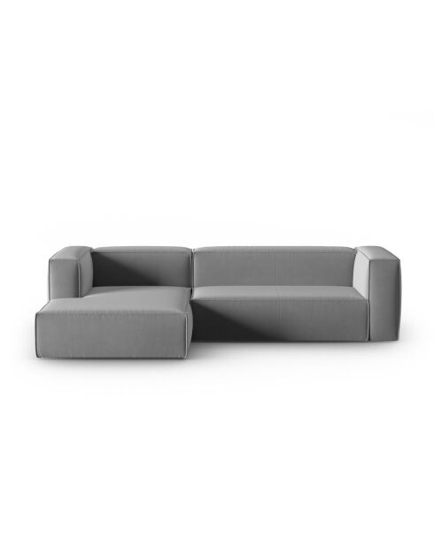 Verbena 4-zits fluwelen hoekbank rechts Lichtgrijs - 282x166x73
