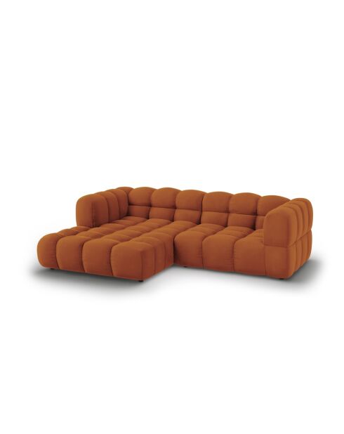 Aster Modulares Ecksofa aus Samt für 3 Personen, links, Terrakotta, 244x162x70