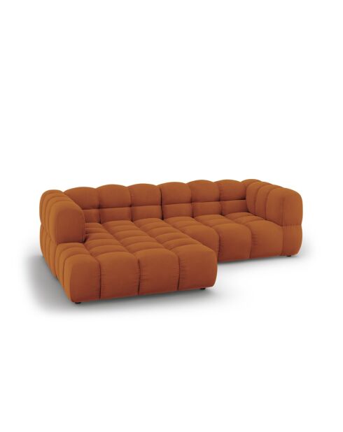 Aster Modulares Ecksofa aus Samt für 3 Personen, links, Terrakotta, 244x162x70