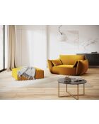 Vanda 1-Sitzer-Ottomane aus gelbem Samt - 100x80x38 cm