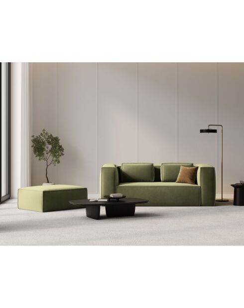 Pouf velours Verbena 1 place Vert Clair - 100x69x40