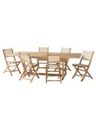Set mobili da giardino 8/10 persone - 1 tavolo rettangolare allungabile e 6 sedie beige