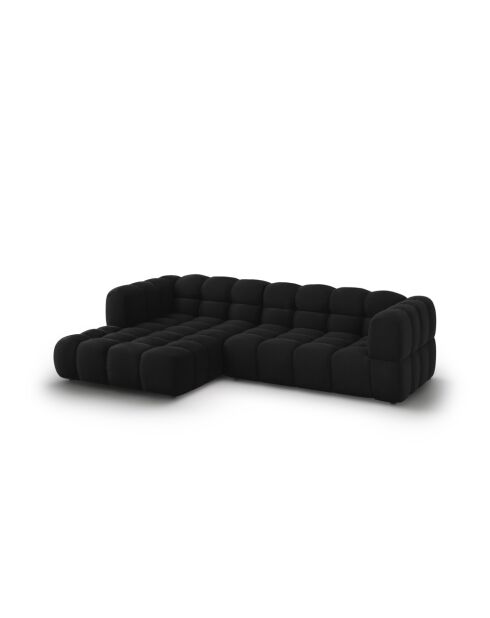 Aster Modulares Ecksofa aus Samt für 4 Personen, rechts, Schwarz — 272x162x70