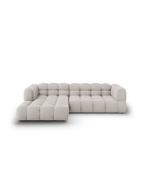 Aster Modulares Ecksofa aus Samt für 4 Personen, links, Hellbeige — 272x162x70