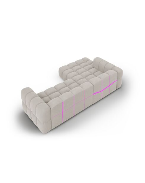 Aster Modulares Ecksofa aus Samt für 4 Personen, links, Hellbeige — 272x162x70