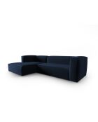 Canapé d'angle gauche velours Verbena 4 places Bleu Roi - 282x166x73