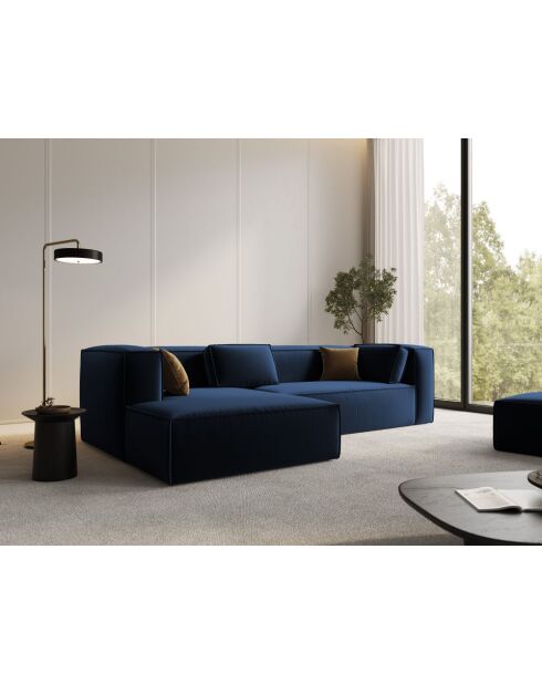 Verbena 4-zits fluwelen hoekbank links Royal Blue - 282x166x73