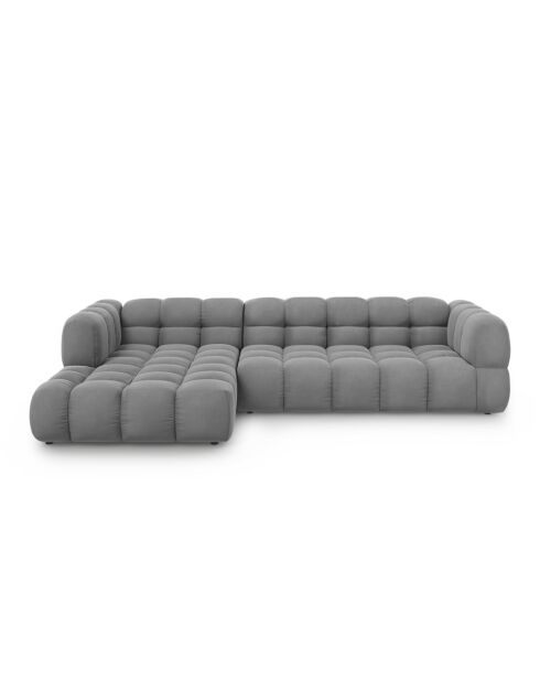 Aster Modulares Ecksofa aus Samt für 4 Personen, rechts, Hellgrau - 300x162x70
