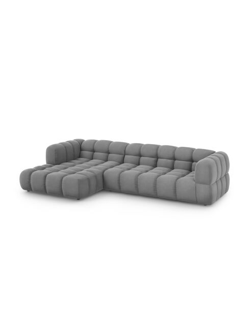 Aster Modulares Ecksofa aus Samt für 4 Personen, rechts, Hellgrau - 300x162x70