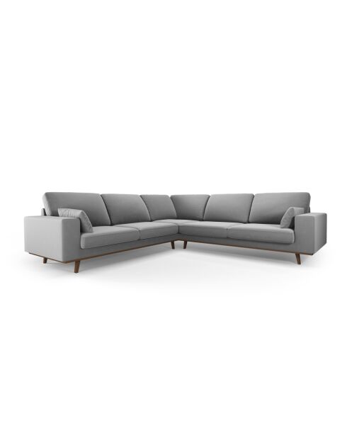 Hebe Velvet Ecksofa, symmetrisch, 5-Sitzer, grau, 273 x 273 x 83 cm