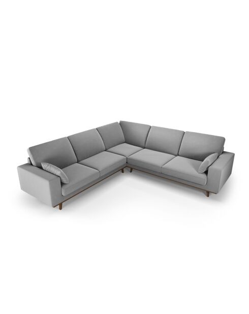 Hebe Velvet Ecksofa, symmetrisch, 5-Sitzer, grau, 273 x 273 x 83 cm