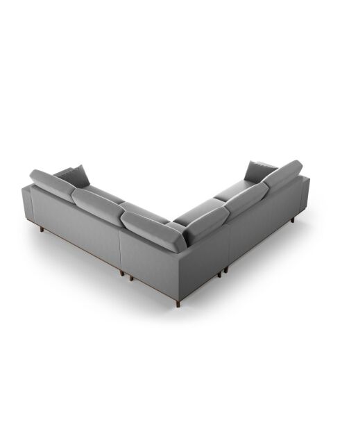 Hebe Velvet Ecksofa, symmetrisch, 5-Sitzer, grau, 273 x 273 x 83 cm