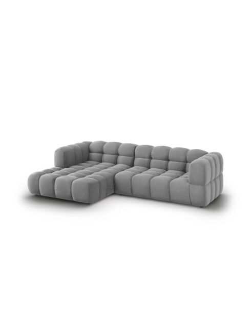 Modulares 4-Sitzer-Ecksofa aus Samt für rechts Hellgrau - 272x162x70