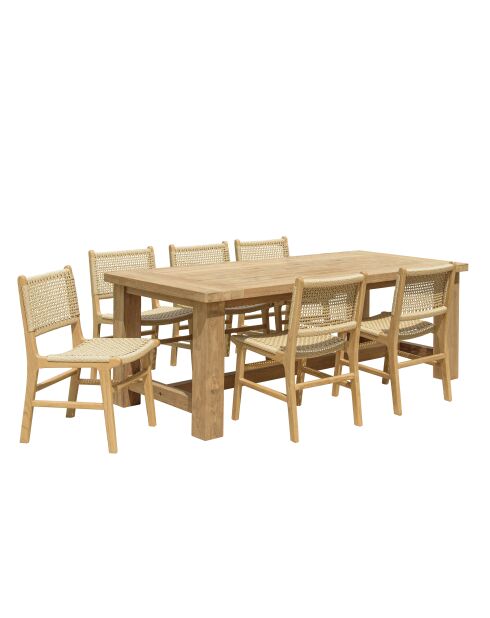 Juego de muebles de jardín para 6/8 personas: 1 mesa de comedor rectangular de color beige