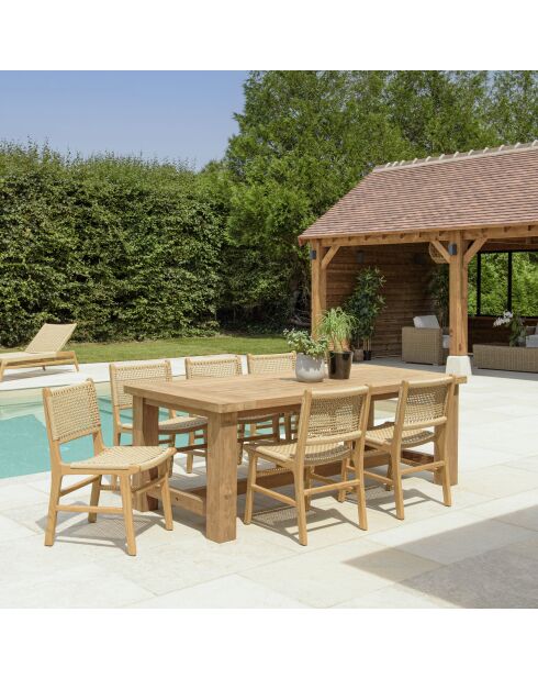 Juego de muebles de jardín para 6/8 personas: 1 mesa de comedor rectangular de color beige