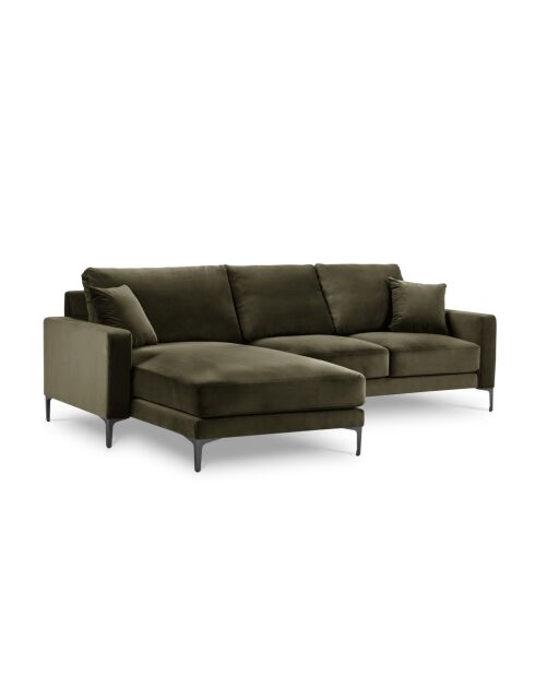 Venus 4-zits fluwelen hoekbank rechts Groen - 248x160x90 cm