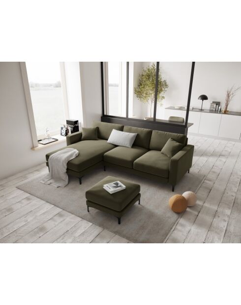 Venus 4-zits fluwelen hoekbank rechts Groen - 248x160x90 cm