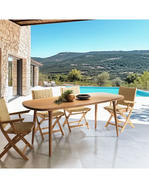 Gartentisch aus geöltem Angelikaholz 200x90cm beige