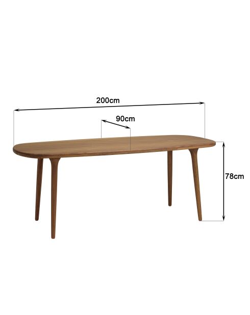 Gartentisch aus geöltem Angelikaholz 200x90cm beige