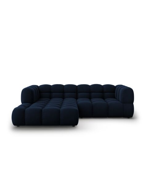 Modulares Ecksofa Aster aus Samt für 3 Personen, links, Königsblau — 244x162x70