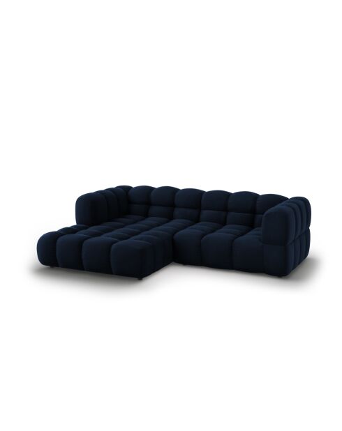 Modulares Ecksofa Aster aus Samt für 3 Personen, links, Königsblau — 244x162x70
