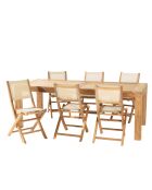 Set de muebles de jardín para 8/10 personas, 1 mesa rectangular modelo Denver y 6 sillas de color beige