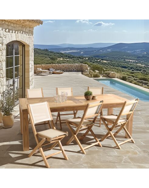 Set mobili da giardino 8/10 persone - 1 tavolo rettangolare modello Denver e 6 sedie beige