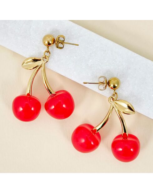 AMARENIS STEEL rote Ohrringe