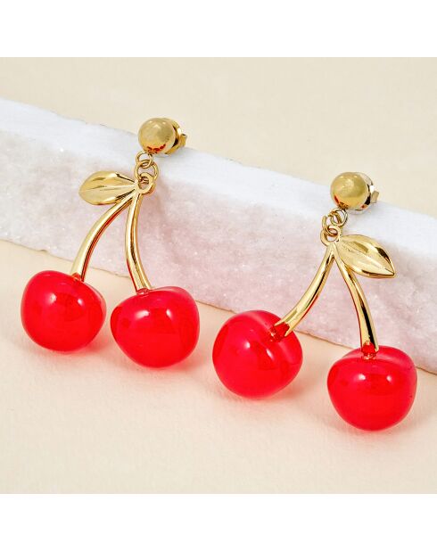 AMARENIS STEEL rote Ohrringe