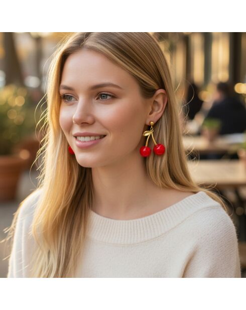 AMARENIS STEEL rote Ohrringe