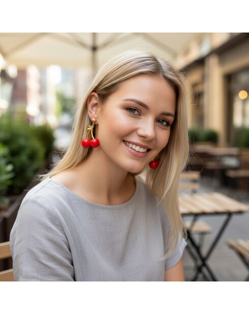 AMARENIS STEEL rote Ohrringe