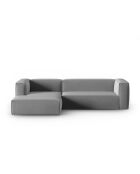 Divano angolare sinistro Verbena 4 posti in velluto Grigio chiaro - 282x166x73