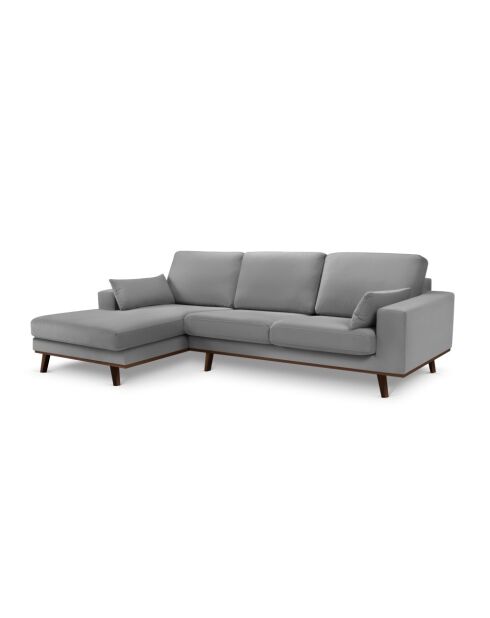 Hebe 4-Sitzer-Ecksofa links aus Samt Grau - 281x154x83 cm