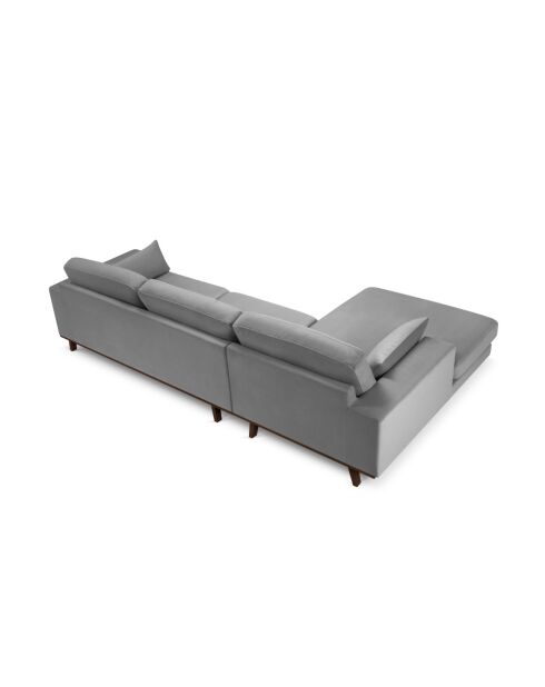 Hebe 4-Sitzer-Ecksofa links aus Samt Grau - 281x154x83 cm
