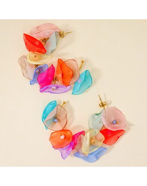 Ohrringe MULTICOLOR FLOWERS BOUQUET STEEL