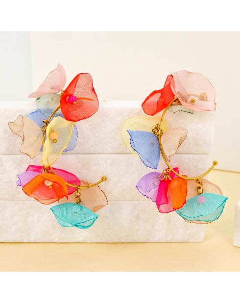 Ohrringe MULTICOLOR FLOWERS BOUQUET STEEL