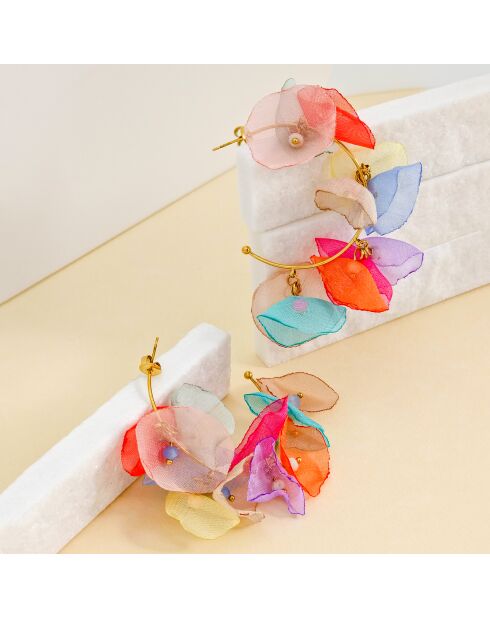 Ohrringe MULTICOLOR FLOWERS BOUQUET STEEL