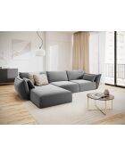 Vanda 4-zits hoekbank fluweel rechts grijs - 308x171x85 cm