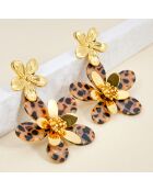 Pendientes marrones COROLLA FLOWER STEEL
