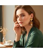 Pendientes marrones COROLLA FLOWER STEEL