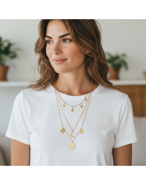 Collier ASTRO Y LUNA STEEL doré