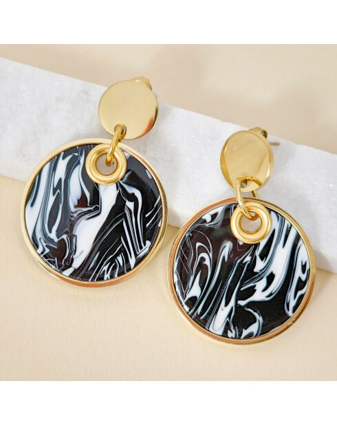 MARBUR STEEL schwarz/weiße Ohrringe