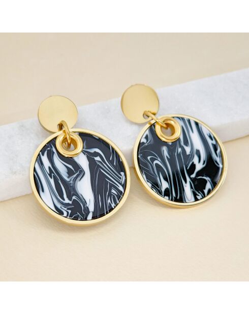 MARBUR STEEL schwarz/weiße Ohrringe