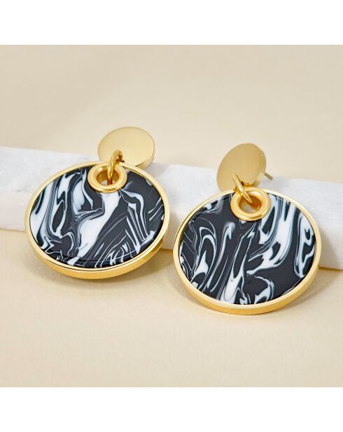 MARBUR STEEL schwarz/weiße Ohrringe