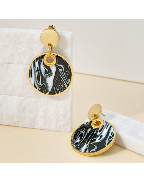 MARBUR STEEL schwarz/weiße Ohrringe